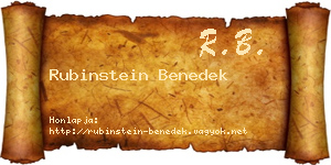 Rubinstein Benedek névjegykártya